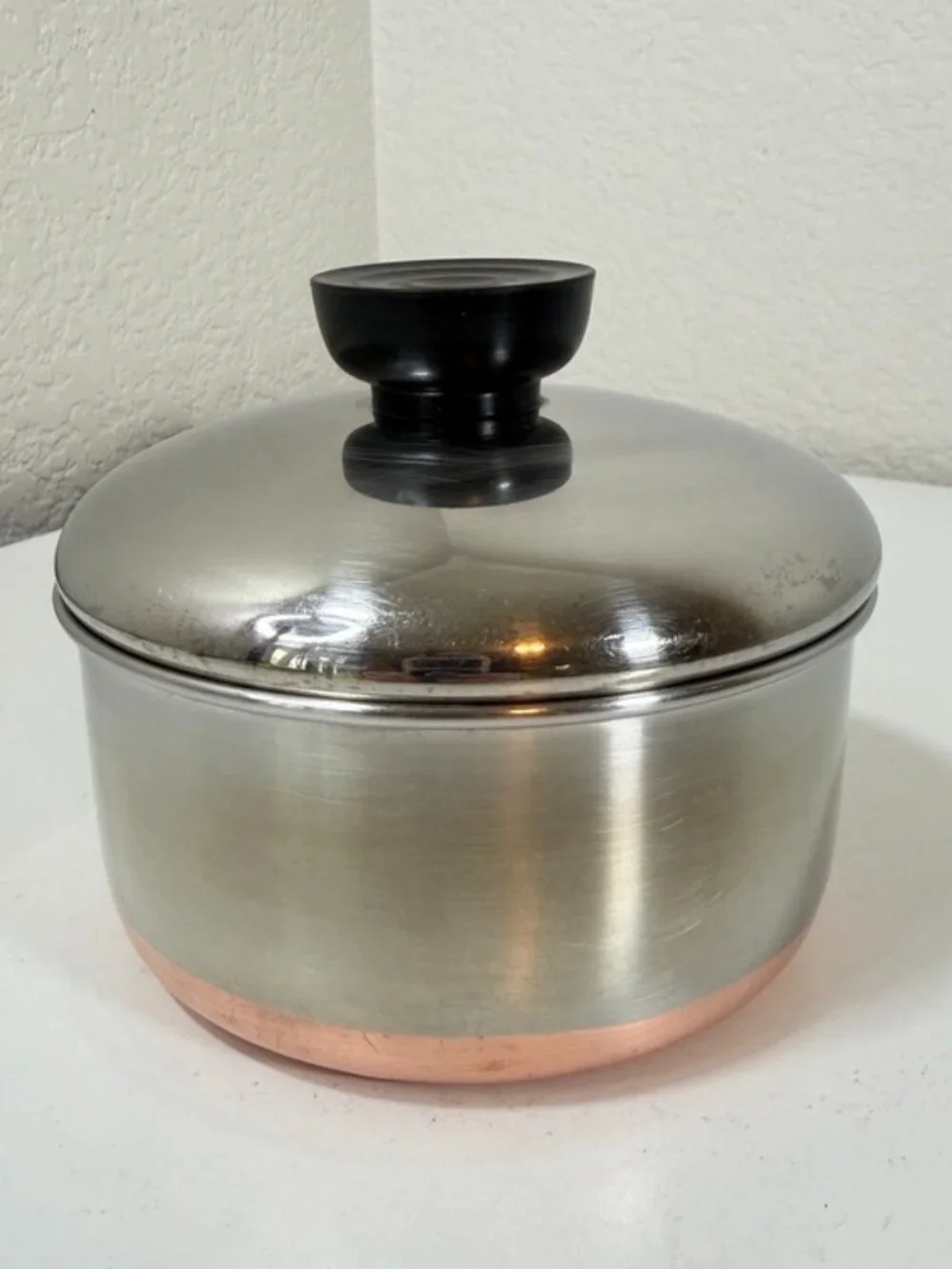 Vintage Revere Ware 3/4 QT -85 Sauce Pan 1801 Copper Bottom Clinton IL USA w/Lid